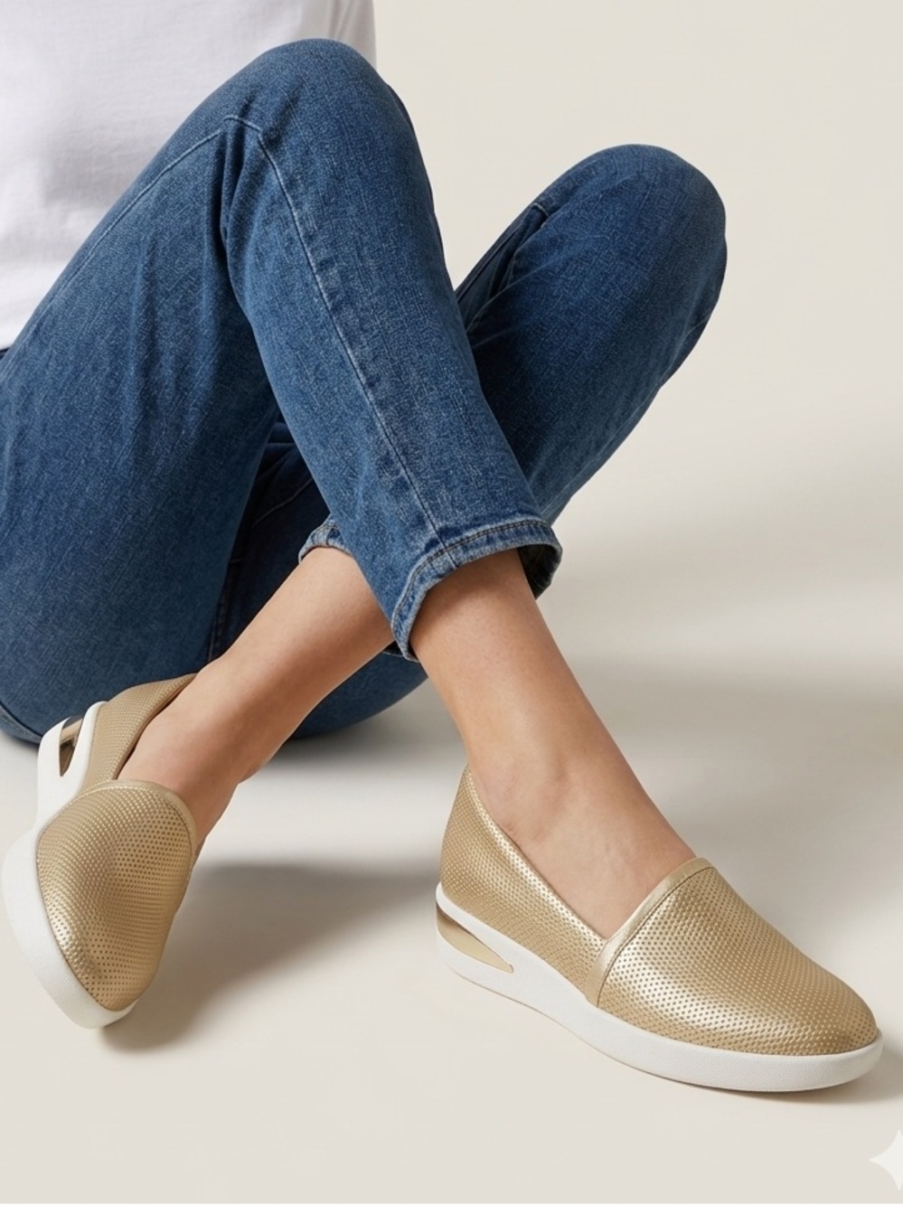 Reaction Kenneth Cole Metallic Gold Slip-On Wedge Mules